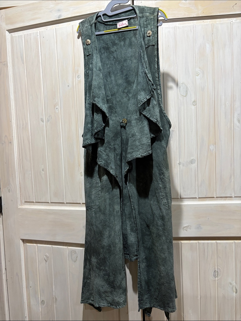 Gauzeway Women’s Sleeveless Draped Open-Front Tunic Vest - Green